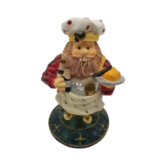 Christmas 6" Chef Santa Holding Platter Bottles Bells Bobble Wobble Figurine - Picture 2 of 8